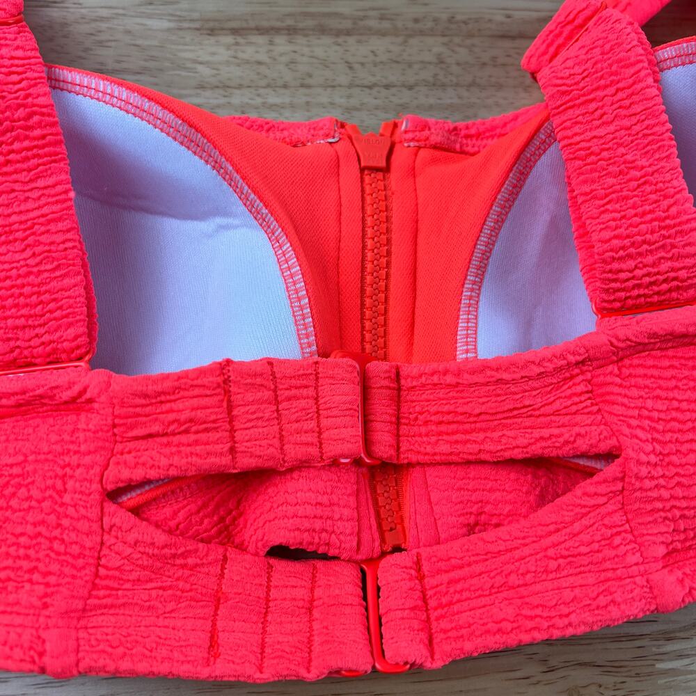 Xhilaration Juniors' Plus Size Coral Zip-Front Bikini Top - Size 16 - NWT - Picture 6 of 8